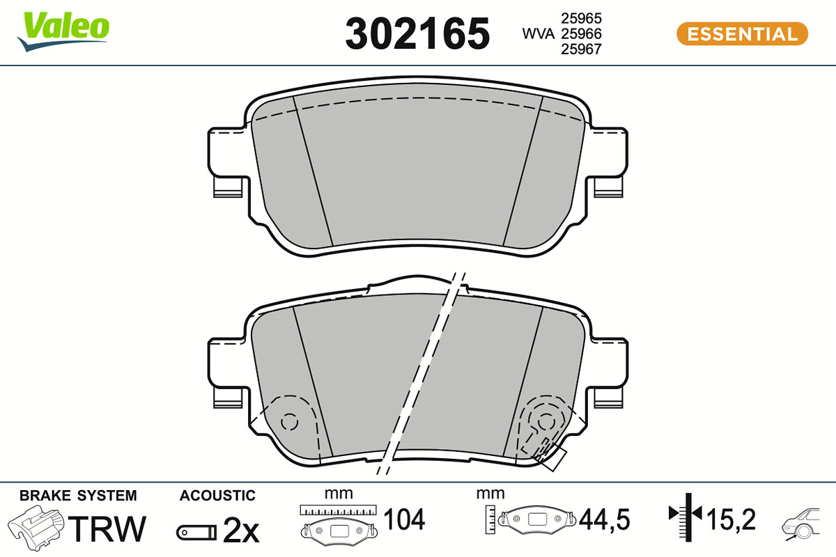 Jeu de 4 plaquettes de frein VALEO ref. 302165